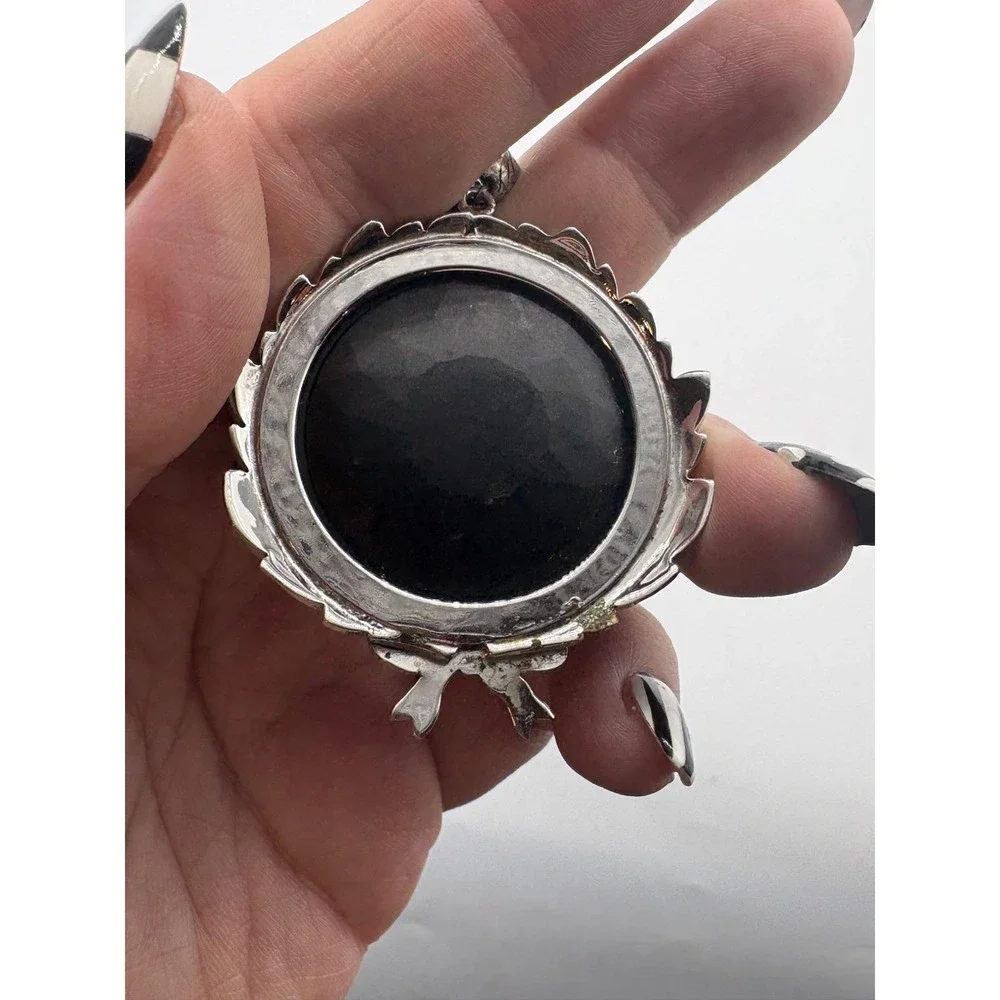 Vintage‎ Beaded Long Cameo Pendant Necklace Mixed Natural Stone Statement